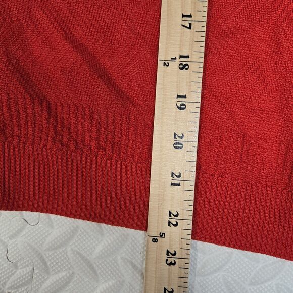 St John Cardigan Sweater Womens XL Red Wool Blend Mixed Knit Designer Luxury - Picture 10 of 11
